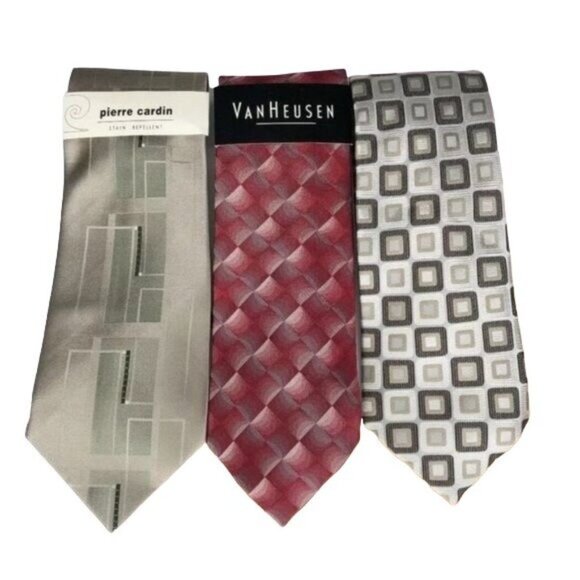 NWT Pierre Cardin, Geoffrey Beene, Van Heusen Men Neck Ties Bundle of 3 - Picture 1 of 4
